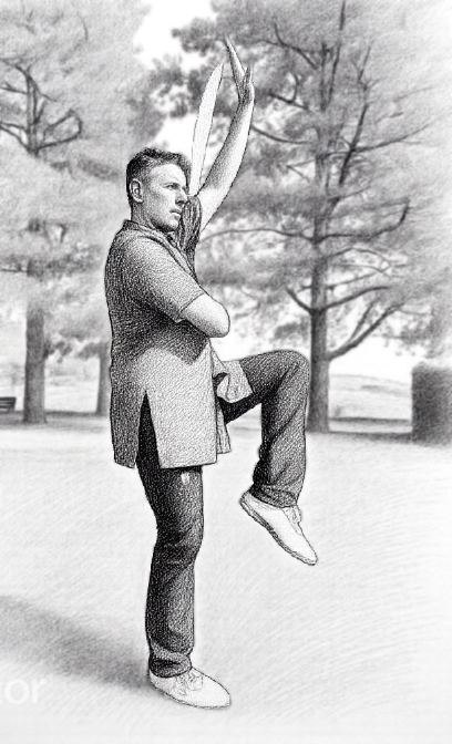 l'oie sauvage couve de son aile dorée